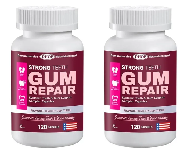 Las cápsulas para dientes fuertes apoyan el esmalte dental y la salud del tejido de las encías con vitamina C, vitamina D3, K2, calcio y zinc, 120 cápsulas