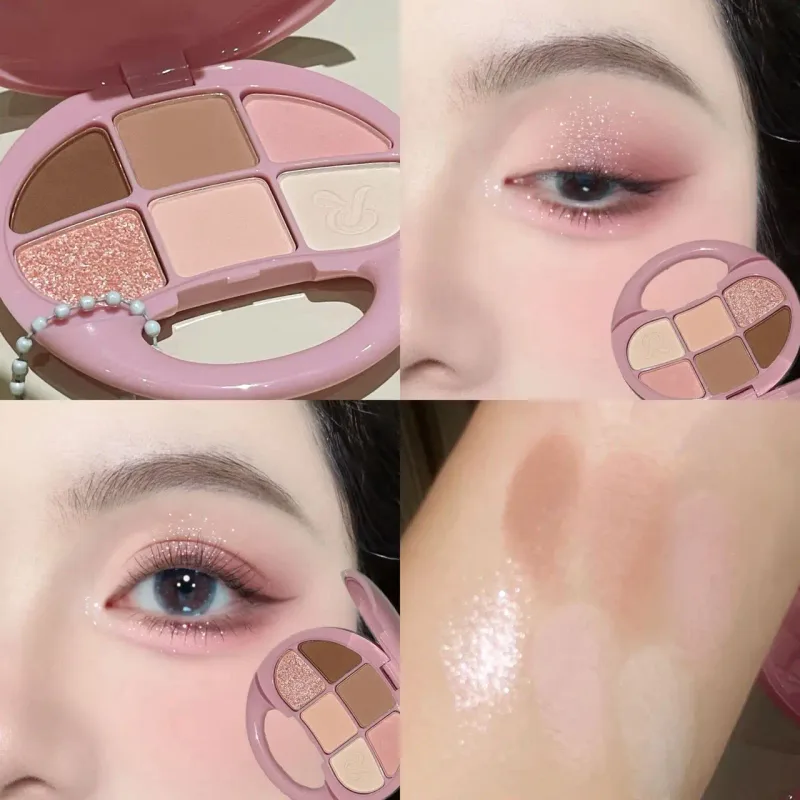 6 Colors Brown Chestnut Eyeshadow Palette Matte Shimmer Eye Shadow Brighten Waterproof Glitter Pink Eyes Pigments Makeup Palette — image 8