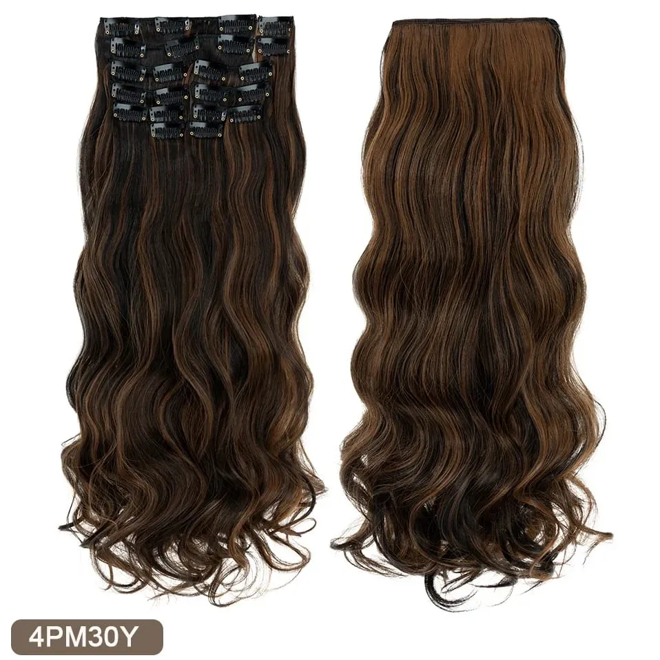 180g 12PCS Wavy Clip in Hair Extensions 22" Long Synthetic Thick Clip On Hair Extensions for Women Full Head Hairpiece — image 11