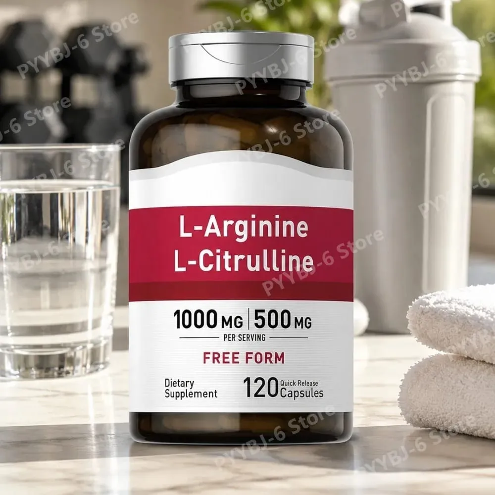 L-Arginine L-Citrulline Capsules 1000mg/500mg Free Form Amino Acid Supplement for Fitness Support & Active Lifestyle 120 Ct — image 2