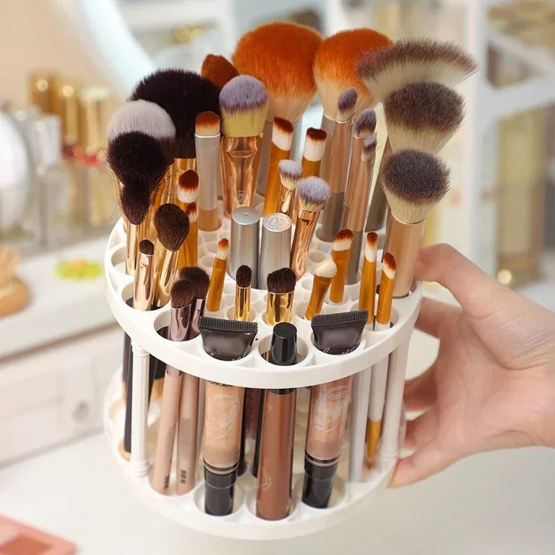 45-Hole Rotating Makeup Brush Stand – Keep Brushes Visible & Within Reach Beauty Storage Organizer