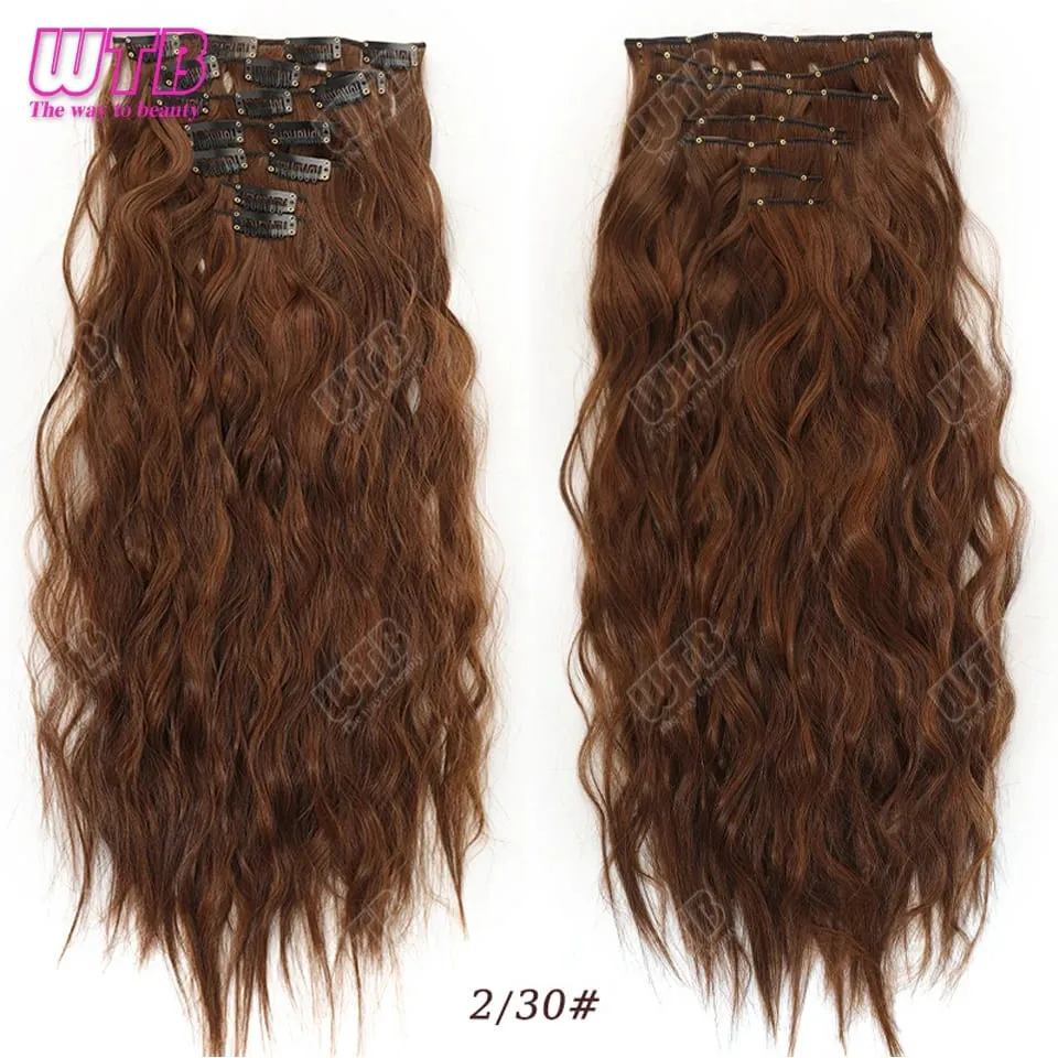Synthetic 16 Clips in Hair Extensions Long Wavy Hairstyle Blonde Black Hairpieces Heat Resistant False Hair Daily Use — image 9