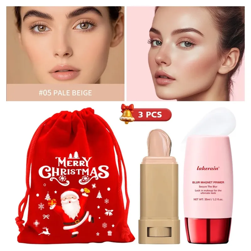 Blur Magnet Primer & Penghapus Foundation Stick Tahan Lama Meminimalkan Pori-pori Wajah Halus Kontrol Minyak Matte Hadiah Natal