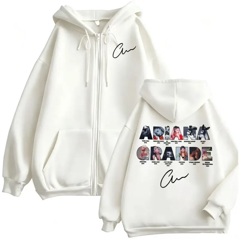 Ariana Grande Music Album Zipper Hoodies Men Women Harajuku High Street Jacket Sweatshirt Coats Fleece Long Sleeve Zip Up Hoodie — image 7