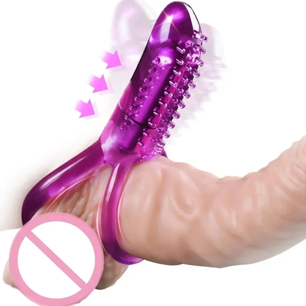 Anel peniano vibratório com língua, estimulador de clitóris, nódulos elevados, contas anais para casal, brinquedos sexuais adultos, anel peniano vestível