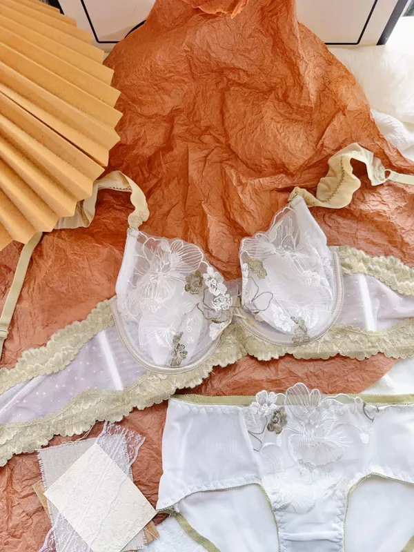 Lace Floral French Bra Set Soft Underwire Ultra Thin Bunny Cup Plus Size Minimizer Bra Sexy Lingerie Set For Women Daily Wear — image 8