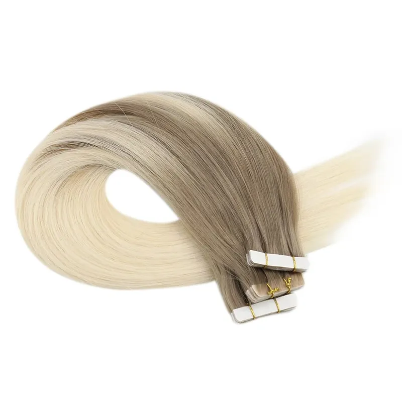 [12 Monate] Unsichtbares Tape in Echthaarverlängerungen von Ugeat, Güteklasse 10A, nahtlos in die Haut eingespritzt, reines Tape im Haar, 2,5 g/Stück