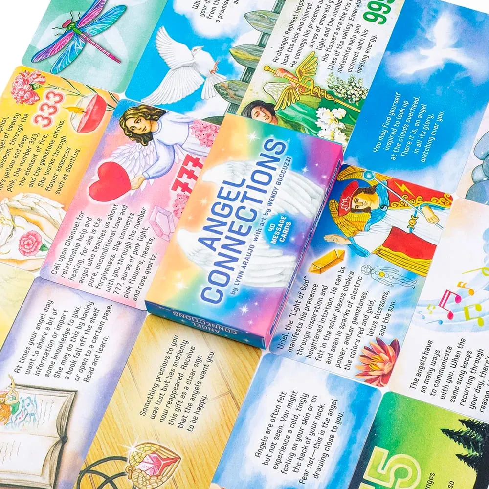 Angel Connections 11x6cm 40 Message Cards for Receiving Angel's Blessings Featuring Angel Images Perfect for Family Board Game — image 1