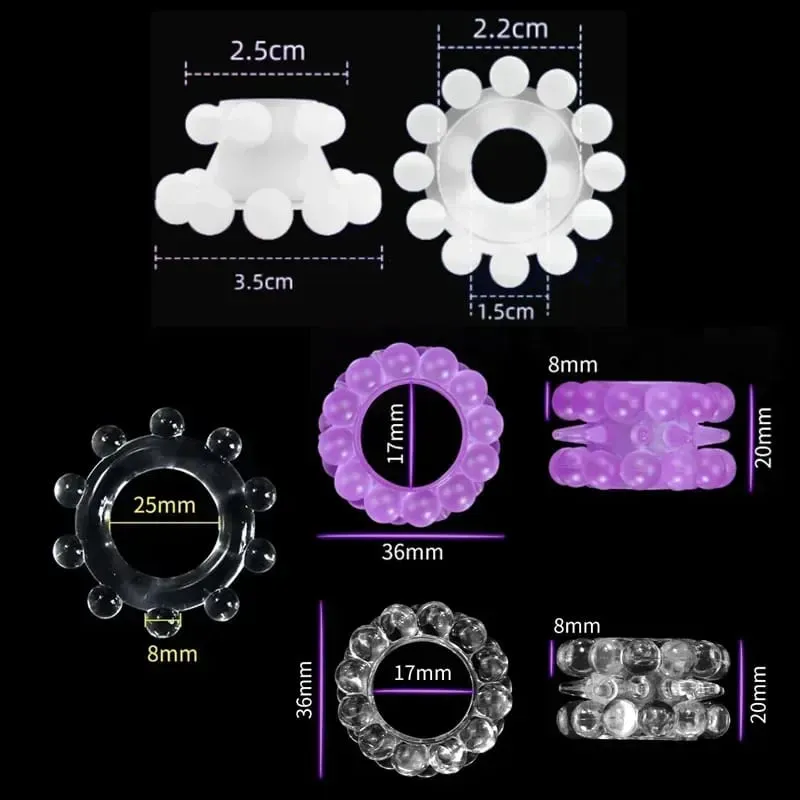 3pcs Stretchy Stay Hard Beaded Cock Ring Delay Ejaculation Trainer Scrotal Binding Ball Stretcher Silicone Cockring Men Sex Toys