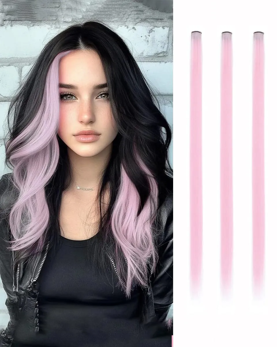Synthetic 1-6pc Colored Hair Extensions Clip in Colorful Hair Extensions Rainbow Hair Extensions for Women Girls Hair Extensions — image 26