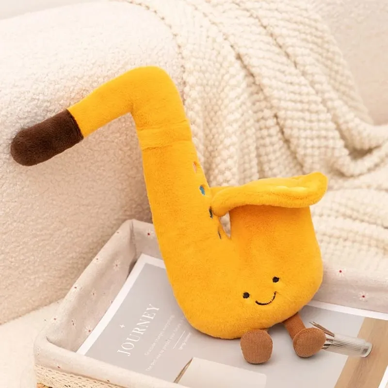 Musical Instrument Plush Toy Stuffed Kawaii Adorable Saxophone Bass White Piano Humanoid Doll with Legs Decor Gift — image 14
