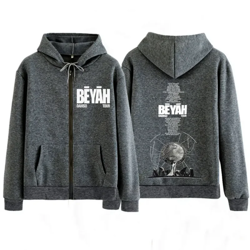 Singer Damso 2026 Tour Beyah Album Print Zip Up Hoodies Men Women Fashion Jacket Hip-Hop Gothic Punk Loose Zipper Sweatshirts — image 7