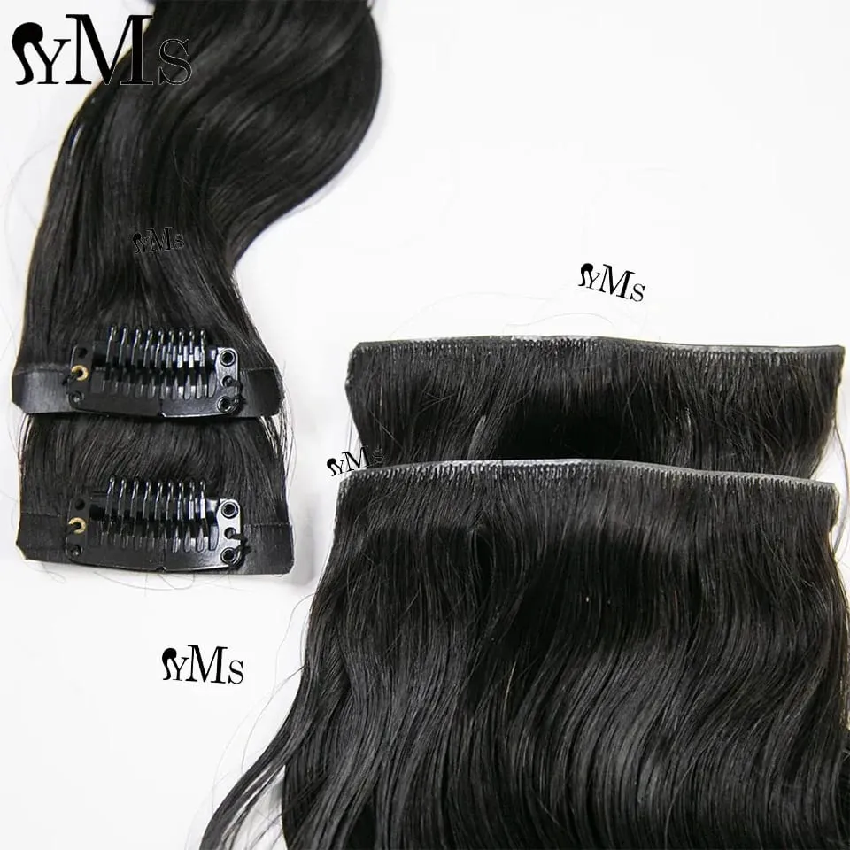 Invisible Edge Clip In Hair Extensions Body Wave YMS HAIR Body Wave Seamless PU Weft Thin Skin Clip In For Women Wholesale — image 4