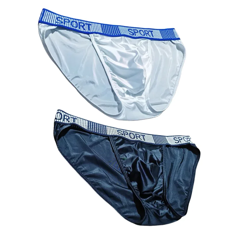 Slip à fourche haute pour hommes, taille moyenne, élastique, respirant, convexe en U, sous-vêtements en soie glacée, short soyeux à ajustement serré — image 2