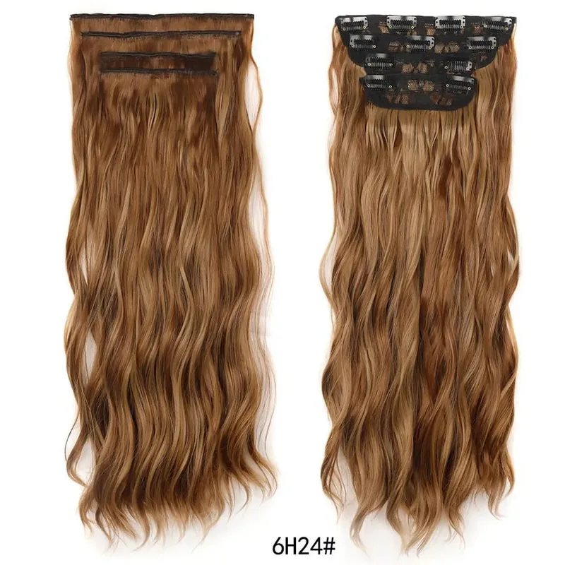 Jeedou Clip in Hair Extensions 4Piece/Set Synthetic Long Wavy Thick Hair Bouncy Curly Full Head Hairpiece Natural Looking — image 9