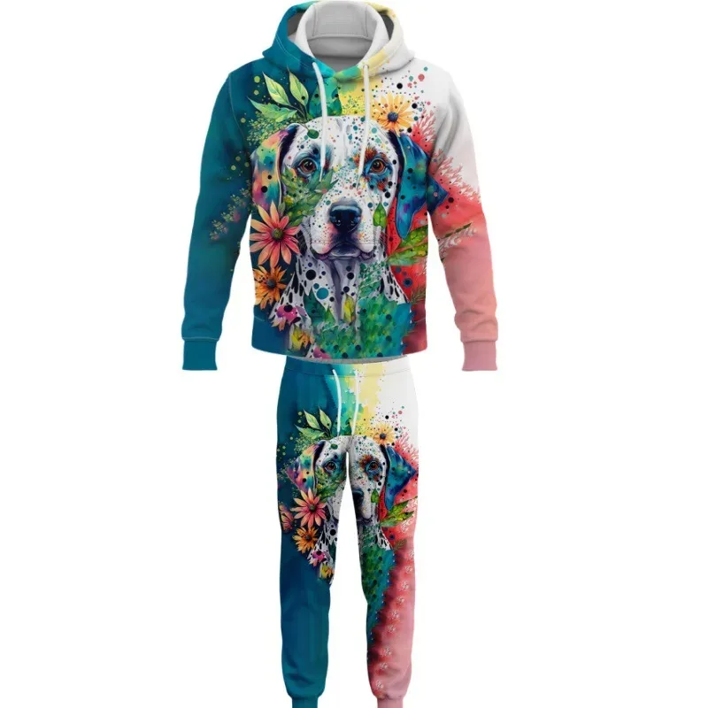 Fashion Animals Dog 3D Printed Autumn Hoodie Suit Men Sweatshirts Sweatpants Casual Two Piece Tracksuit Set Men's Clothing