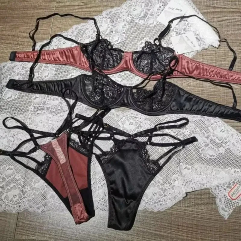 Ultra Thin Sexy Push Up Bra Set Lingerie See Through Satin Temptation Seductive Bra and Panty Set Underwear Bralette Lenceria — image 3