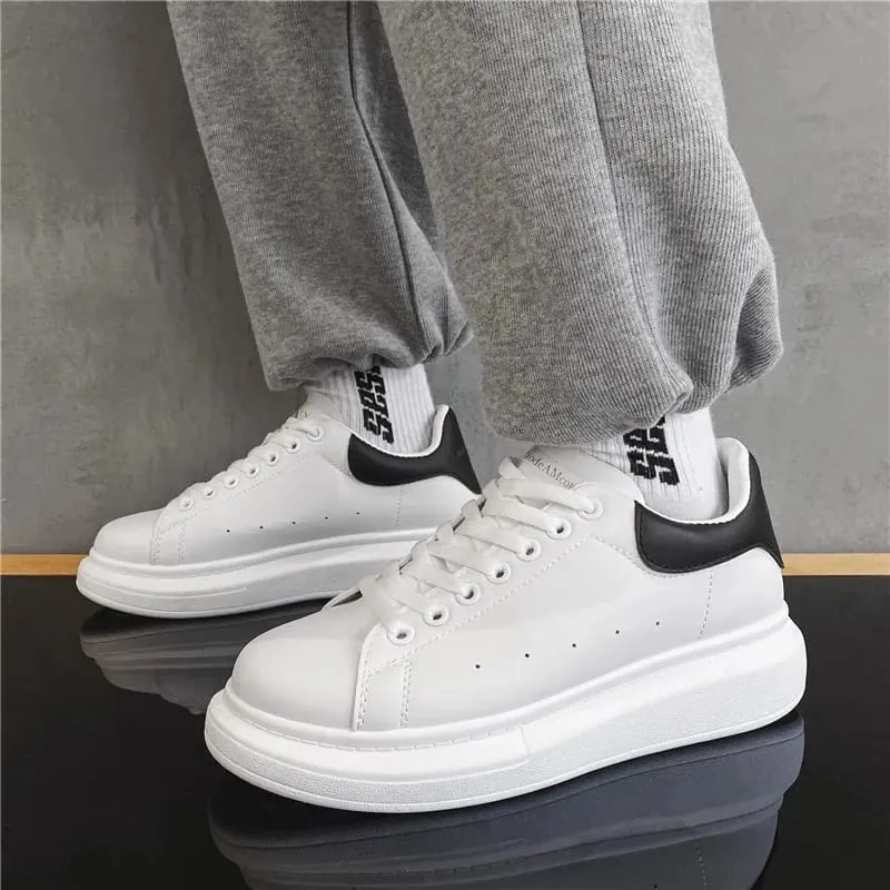 White Vulcanized Sneakers Men's Flats Comfortable Shoes Lace up Zapatillas Hombre Women Casual Sneakers Plus Size 35-45