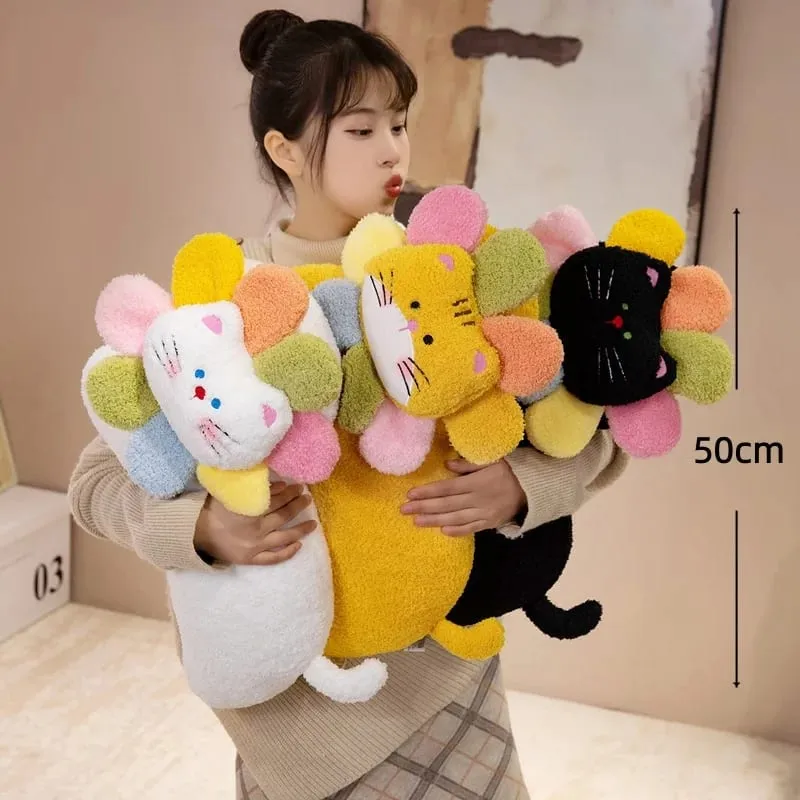 Spotted Cat Plush Pillow Flower Stuffed Cushion 50cm Adorably Soft Sofa Cushion Home Decor Toys Throw Pillow Birthday Gifts — image 8