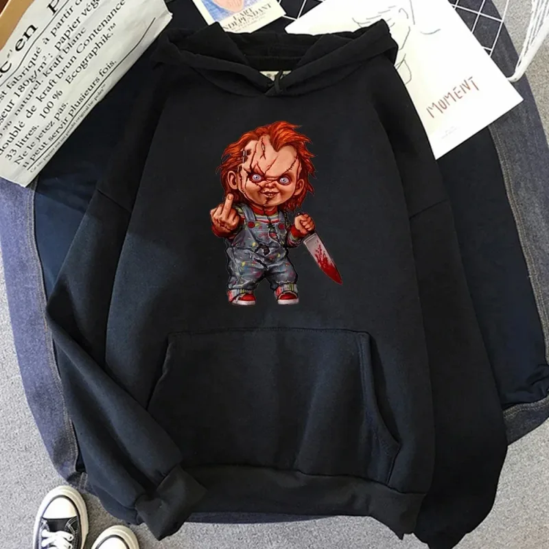 Men Fashion Hoodie Japanese Y2k Fleece Sweatshirt Pullovers Halloween Sweatshirts Men's Clothing Pullovers Horror Chucky Hoodie — image 1