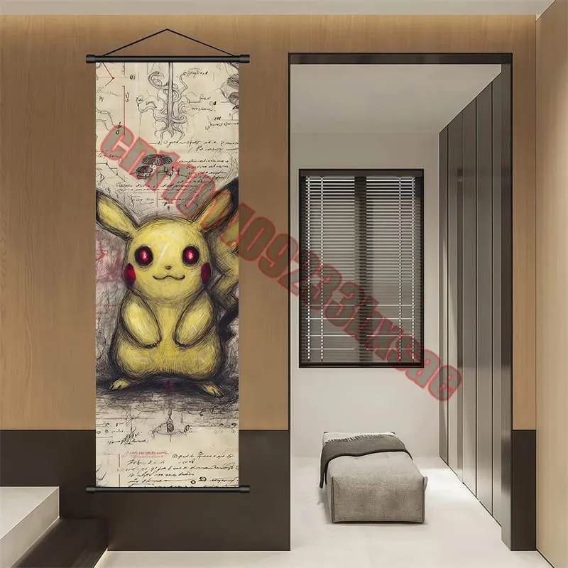 Printed Pokemon Poster Anime Wall Artwork Gengar Pictures Charizard Painting Canvas Pikachu Hanging Scrolls Home Room Decor