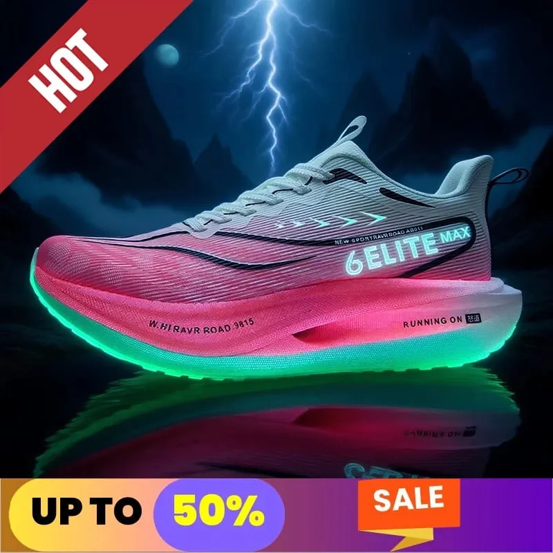 Fluorescence Running Shoes CarbonBoard Marathon Men Sports Breathable Women's Comfortable Athletic Casual Sneakers WearResistant — image 1