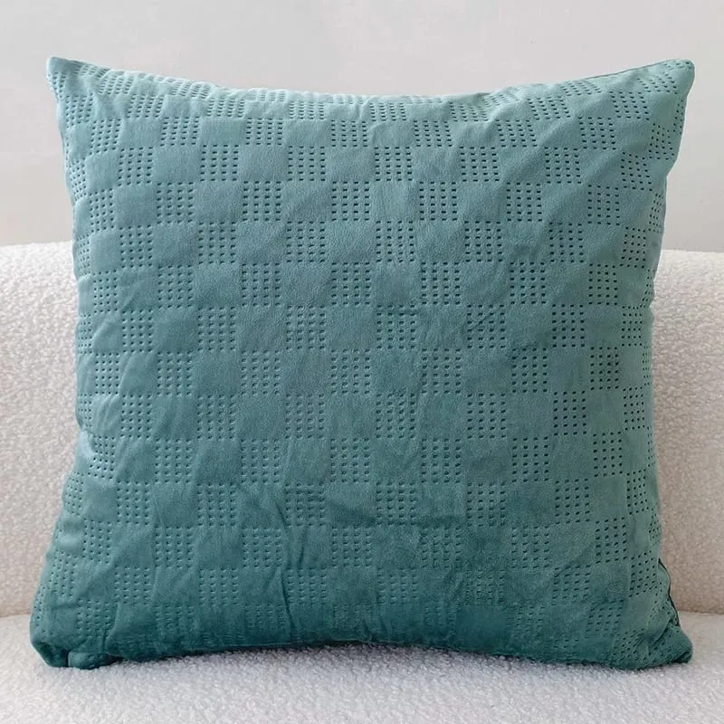 Mall Nordic Punching Process Checkered Velvet Cushion Cover 45x45cm Solid Color Decorative Throw Pillow Case for Sofa