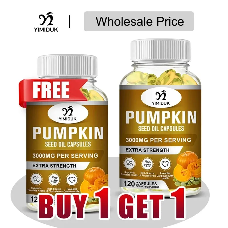 Buy 1 Get 1 Free! Pure Pumpkin Seed Oil Supplement Support Promotes Hair Growth Skin Health & Hormone Balance Restful Sleep