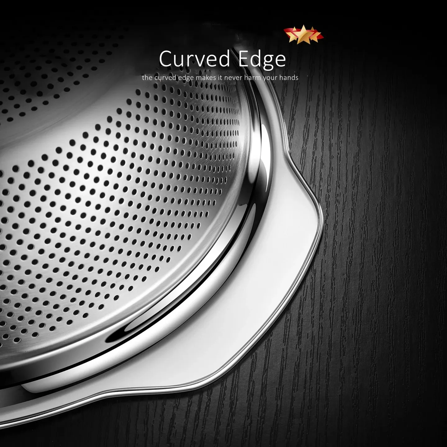 Chứng nhận LFGB Bồn rửa thoát nước nhà bếp bằng thép không gỉ 304 Đường kính 23cm ~ 31cm Rây lọc có lỗ nhỏ dày đặc — image 4