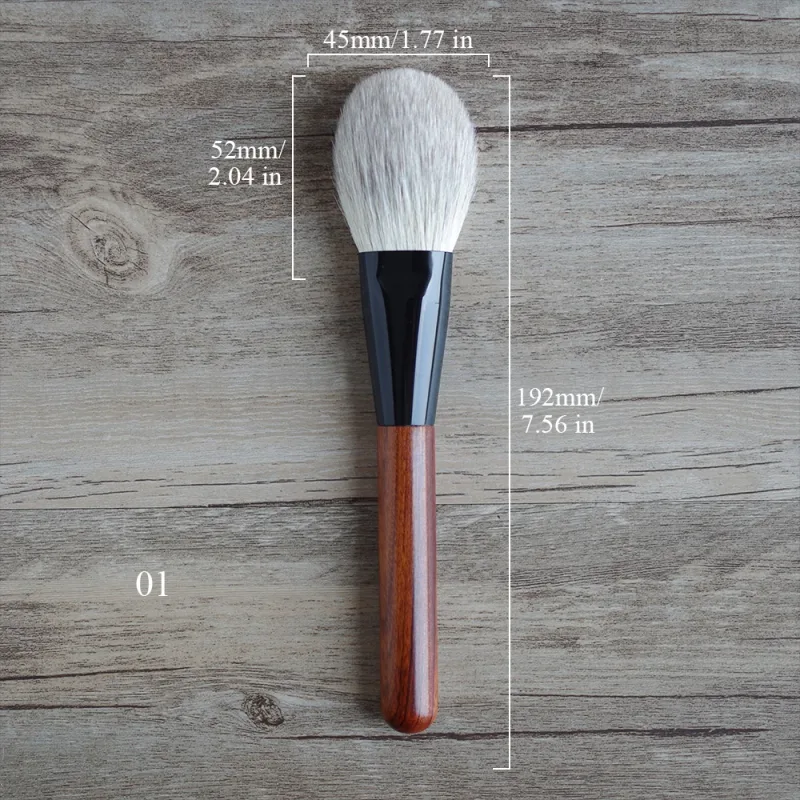 African Rosewood Handle Handmade Makeup Brushes 1pc Snow Fox Goat Hair Face Powder Blush Eye Shadow Brush Synthetic Makeup Brush