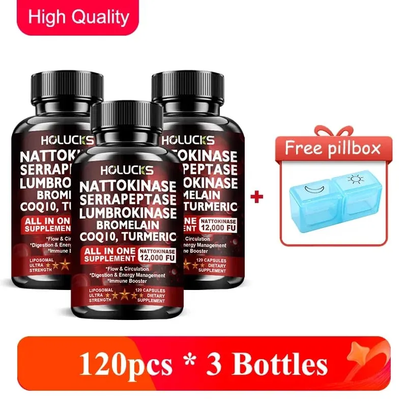 Nattokinase Serrapeptase Supplement Support Circulation Energy Inflammation Relief & Overall Body Health for Adults