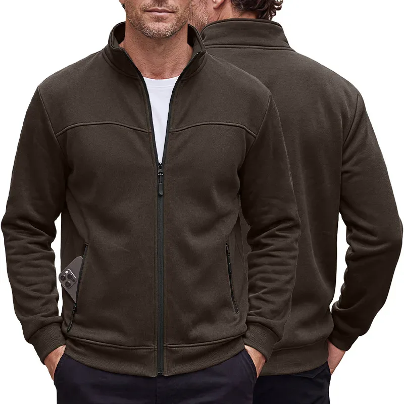 Four Seasons men's full-zip soft-shell jacket with stand-up collar, side pockets, long sleeves and relaxed casual style — image 11