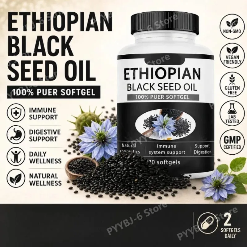 Ethiopian Black Seed Oil Softgels 60 Count 100% Natural Gluten Free Non GMO Antioxidant Immune Digestive Daily Health Supplement — image 1