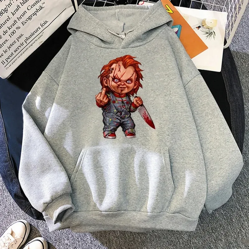 Men Fashion Hoodie Japanese Y2k Fleece Sweatshirt Pullovers Halloween Sweatshirts Men's Clothing Pullovers Horror Chucky Hoodie — image 2