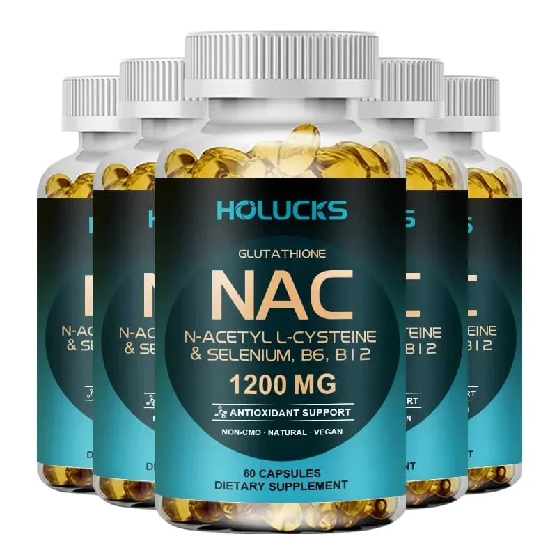 Holucks Advanced NAC Supplement with 1200mg N-Acetyl L-Cysteine Support Detoxification Sleep & Respiratory Health for Family