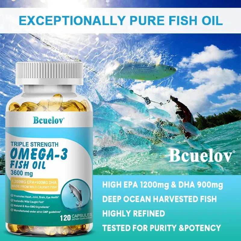 Omega 3 Fish Oil Supplement - 3600mg Per Serving 1200mg EPA & 900mg DHA Support for Heart & Brain Health NON-GMO Capsules — image 4