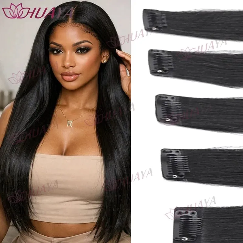 Synthetic 24-inch BB clip-in hair extensions 5 pieces per set one clip per piece seamless hairpieces.Easy and comfortable to w