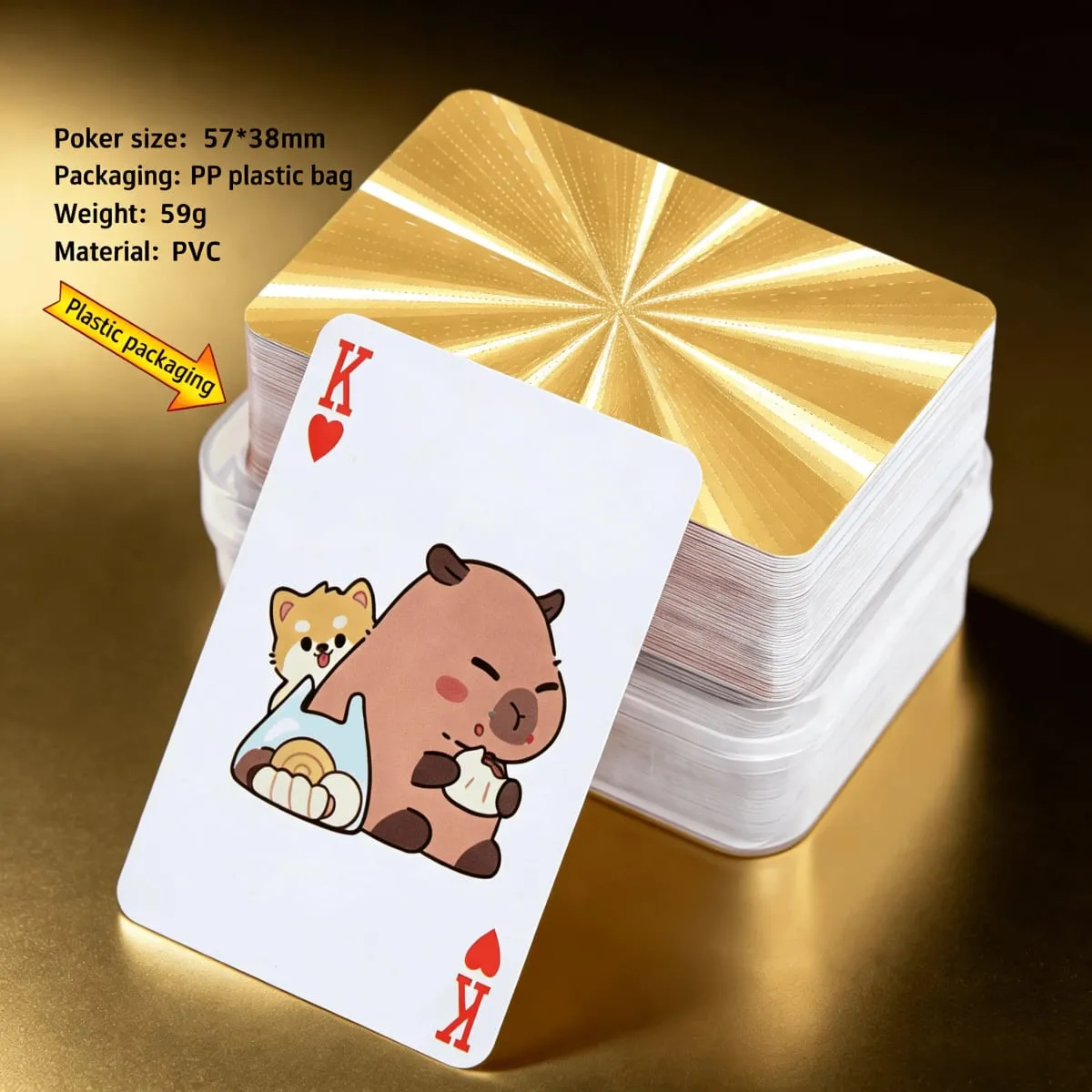 Waterproof PVC Cards Mini Poker Set Gold Foil Playing Cards Pet-Themed Poker Black Luxury Cards Men's Gift Idea Party Game — image 12