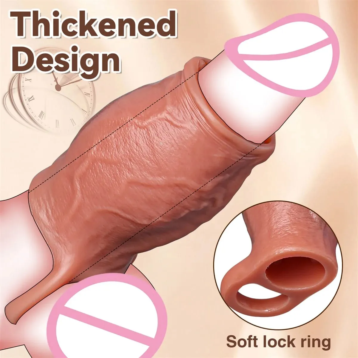 Skin Feeling Realistic Dildo Dick Pump Sleeve Enlargement Penis Covers Extender Men's Condoms Cock Ring Adult Sex Toy For Male — image 5