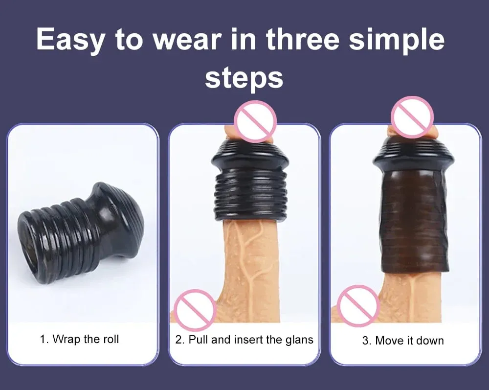 HOT! Reusable Penis Sleeve Glans Penis Enlarger Extender Delay Ejaculation Anal Butt Plug Adult Sex Toys For Men Couples Sexshop — image 4