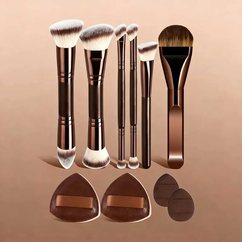 Professional Aluminum Makeup Brush Set Includes Soft High-Quality Synthetic Hair Makeup Brushes Foundation Brush Powder Brush