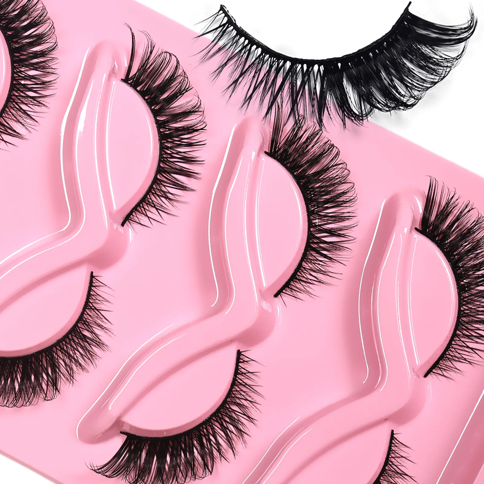 5 Pairs Cat Eye False Eyelashes Long Wispy Lashes Outer Corner Elongated Design Thick Volume Fake Lashes for Daily Party Makeup