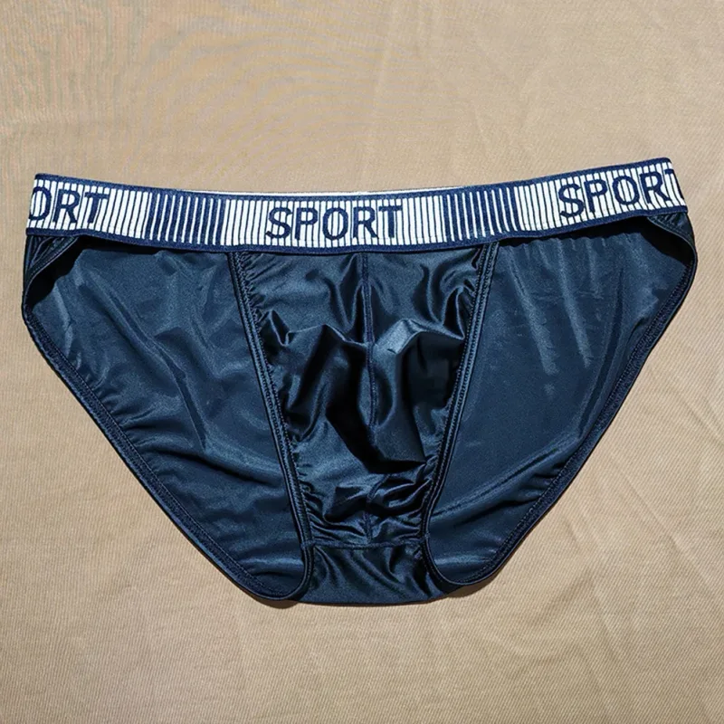 Slip à fourche haute pour hommes, taille moyenne, élastique, respirant, convexe en U, sous-vêtements en soie glacée, short soyeux à ajustement serré