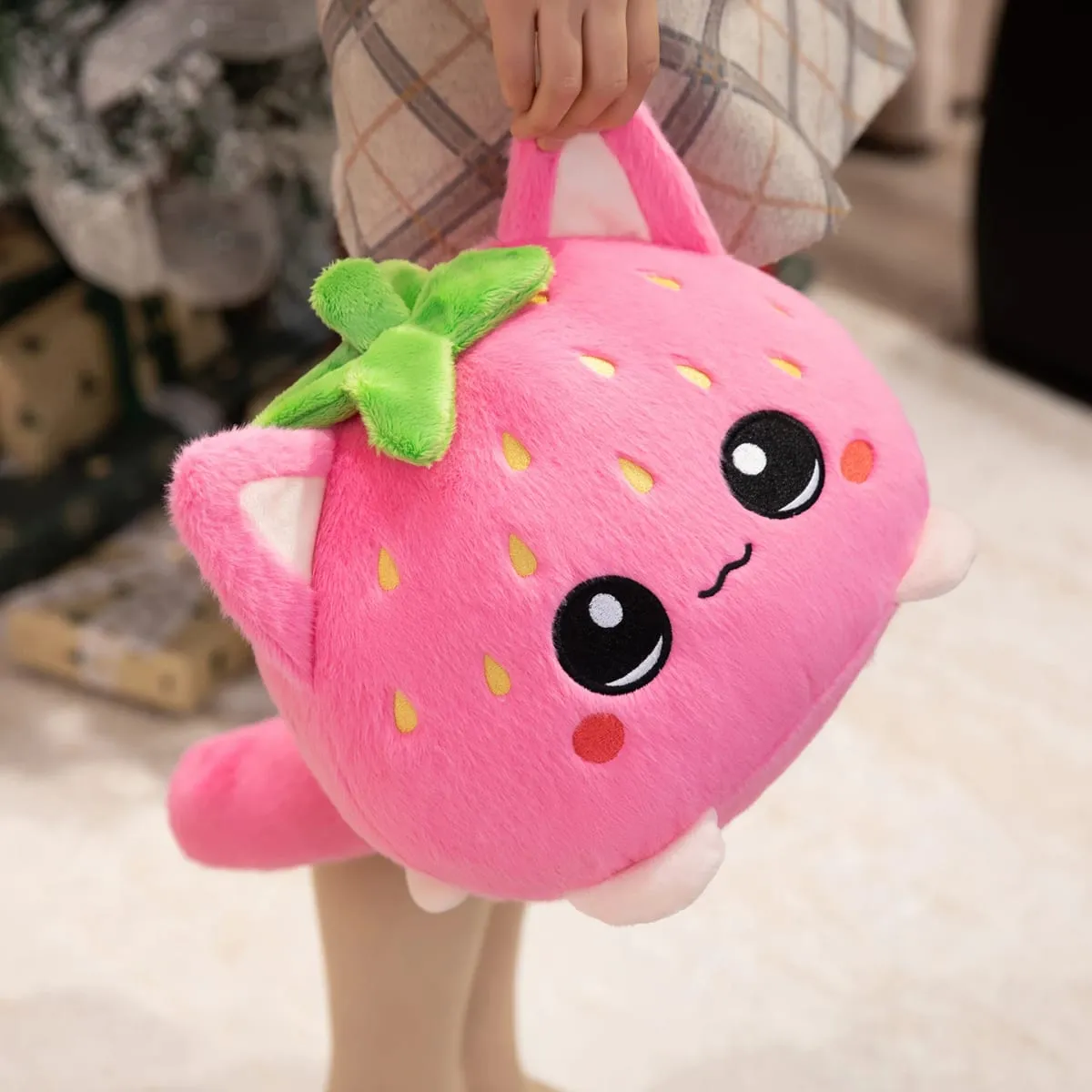 Cute Plush Dolls With Strawberry Cat Stuffed Soft Toys Cushion Sofa Pillow Birthday Gift Room Decor Children's Friends Birthday — image 5