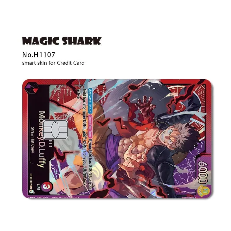 Magic Shark Luffy Nami Ace Zorro OP TCG Card Style Lazer Holographic Thin Sticker Film Skin for Debit Credit Card