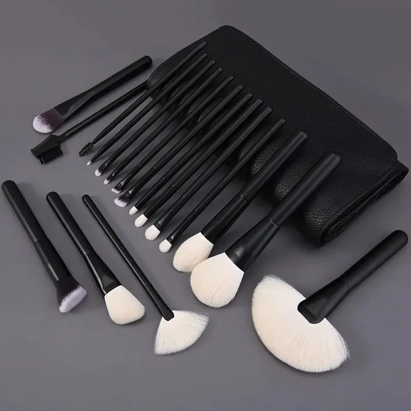 Natural Hair Makeup Brushes Travel Set 12PCS Portable With Eyebrow Eyeshadow Foundation Blending Brushes And Pouch — image 2