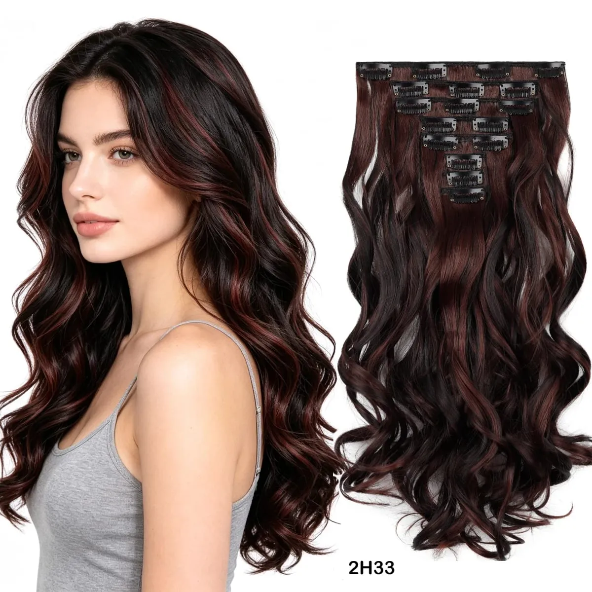 Wavy Clip in Hair Extensions 50cm Matte Synthetic Hair Pieces For Women Daily Party Hairstyle