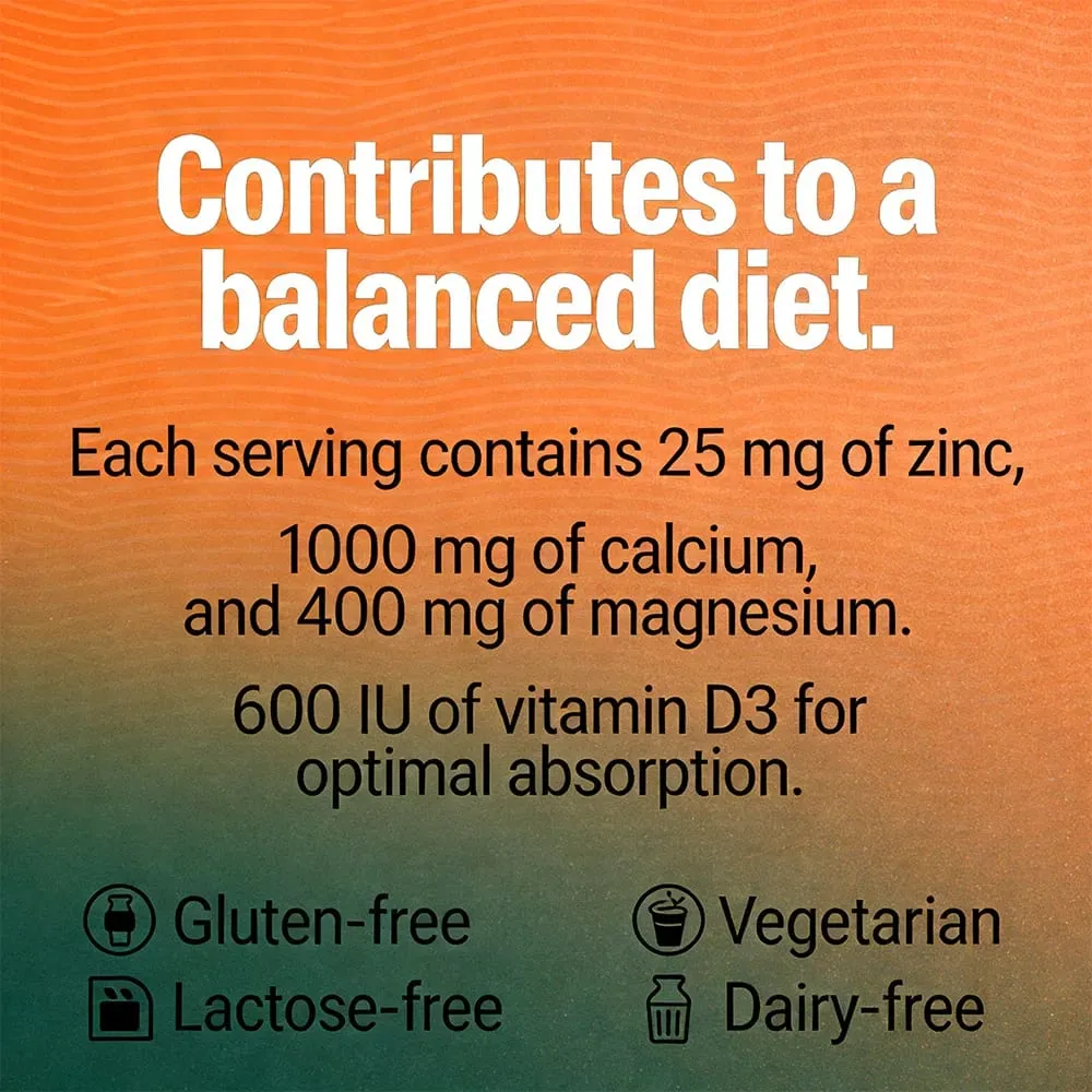 Calcium + Magnesium + Zinc + Vitamin D3 Capsules - Supports Bone and Nervous System Health and Improves Mood | Non-GMO — image 2