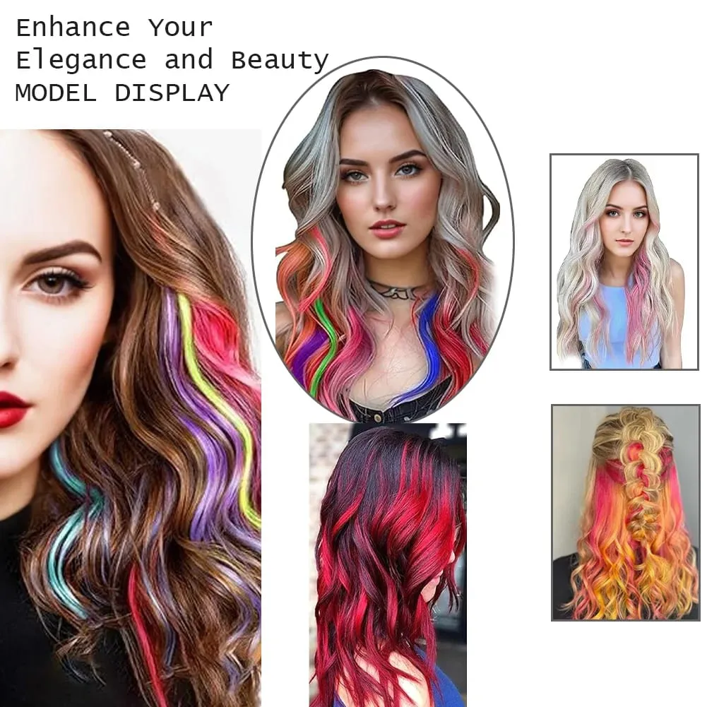 10pcs Colored Party Highlights Clip in Hair Extensions for Girls 18 inches Omber 2 colors Straight Hair Synthetic Hairpieces — image 7