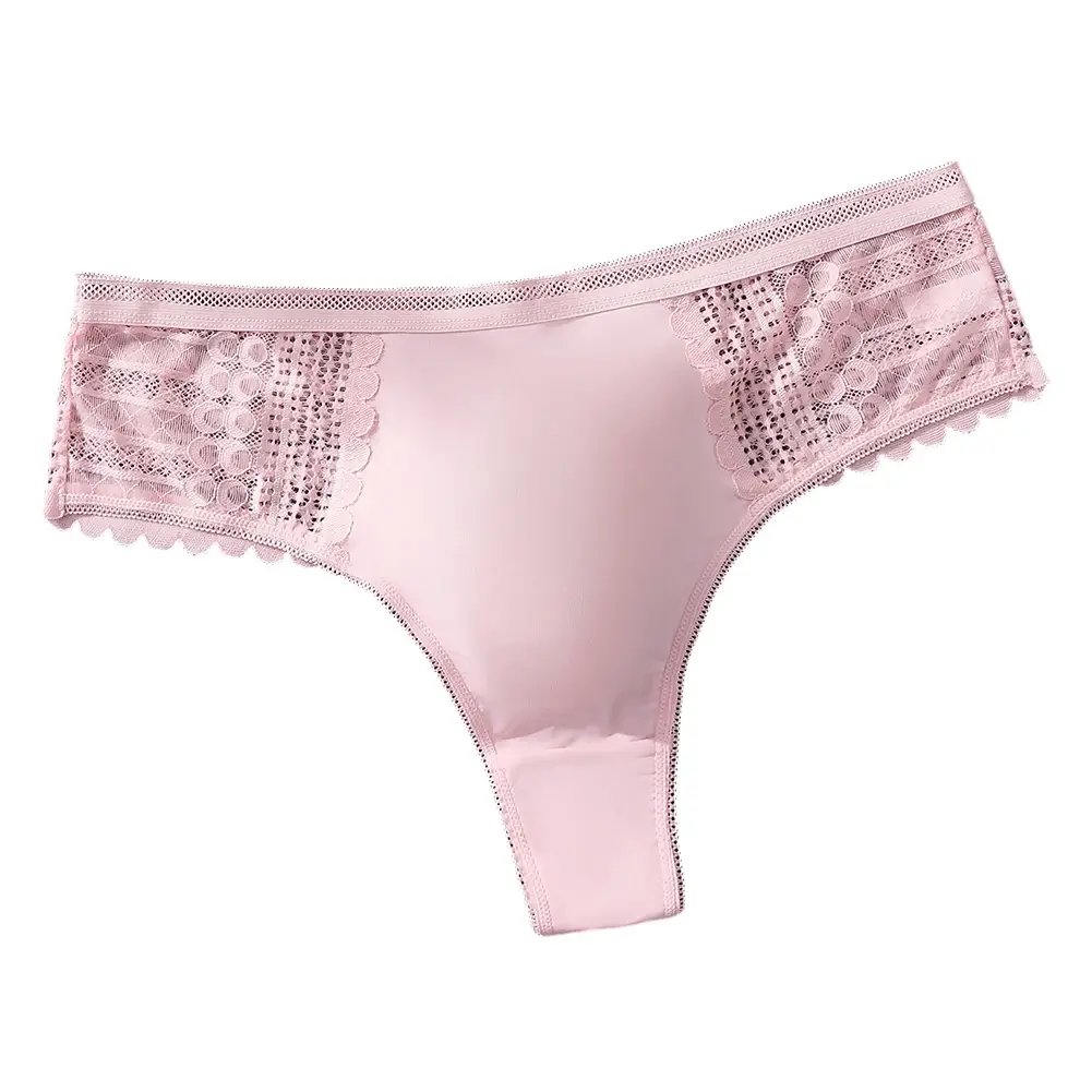 1pc hommes Sexy dentelle slips sans couture glace soie sous-vêtements en string 3D renflement poche solide string haute élastique respirant culotte